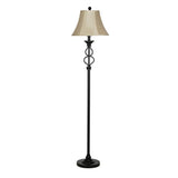 Ravenna Home Iron Wave Table and Floor Lamp Set with 3 LED Light Bulbs - Set of 3, Dark Bronze