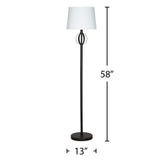 Ravenna Home Round Base Floor Lamp with LED Light Bulb - 58 Inch, Dark Bronze