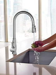 JZBRAIN Stainless Steel Kitchen Faucet, 19 Inch Height Kitchen Faucet with Pull Down Sprayer, Pull-Out Kitchen Sink Faucet with Stream Spray and Pause Functions Sprayer Head, Height 19 Inch