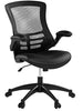 Flash Furniture Mid-Back Black Mesh Swivel Task Chair with Leather Seat and Flip-Up Arms