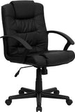 Flash Furniture Mid-Back Black Leather Swivel Task Chair with Arms