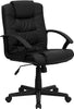 Flash Furniture Mid-Back Black Leather Swivel Task Chair with Arms