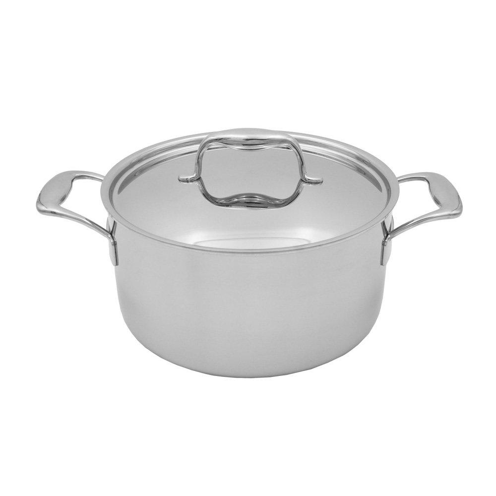 Tuxton Home Duratux Stainless Steel Tri-Ply Dutch Oven with Lid, 6-Quart, Silver