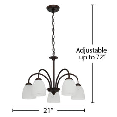 Ravenna Home Classic 5 Light Chandelier, Bulbs Included, 72 Inch Height, Dark Bronze