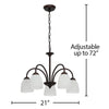 Ravenna Home Classic 5 Light Chandelier, Bulbs Included, 72 Inch Height, Dark Bronze