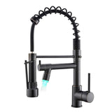 Kitchen Faucets with Pull Down Sprayer,Commercial Single Handle Oil Rubbed Bronze Kitchen Sink Faucet with LED Light