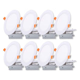 (8-Pack) Barrina LED Downlight 3000K, 6 inches 12W 1020lm, Dimmable, Ultra-Thin Recessed Ceiling Light with Junction Box, Wafer Light, Down Light, Warm White Panel Lights