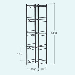 Nandae Water Cooler Jug Rack, 5-Tier Heavy Duty Water Bottle Holder Storage Rack for 5 Gallon Water Dispenser, Save Space (Black)