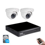 Tonton 4CH Full HD 1080P Expandable Security Camera System, 5-in-1 Surveillance DVR with 1TB Hard Drive and (2) 2.0MP Waterproof Outdoor Indoor Dome Cameras, Free APP Remote Viewing and Email Alerts