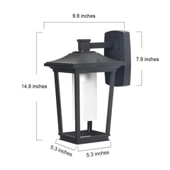 Log Barn Large Outdoor Light Farmhouse Wall Sconce with Frosted Glass Cylinder for Entryways Hallway, Garden, 9.8