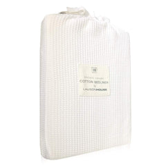 Lausonhouse 100% Cotton Waffle Weave Duvet Cover Set - White Queen Set
