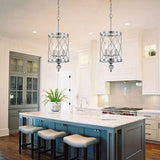 Crystal Chandelier Chrome Finish Industrial Pendant Light 3-Light,Cylinder Metal Shade