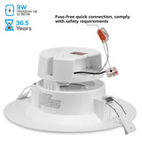 TORCHSTAR 4 PACK 6 Inch LED Recessed Downlight with Junction Box, 9W (80W Eqv.) Dimmable LED Ceiling Light Fixture, IC-Rated & Air Tight, Wet Location, 5000K Daylight, UL-listed, 5 Years Warranty