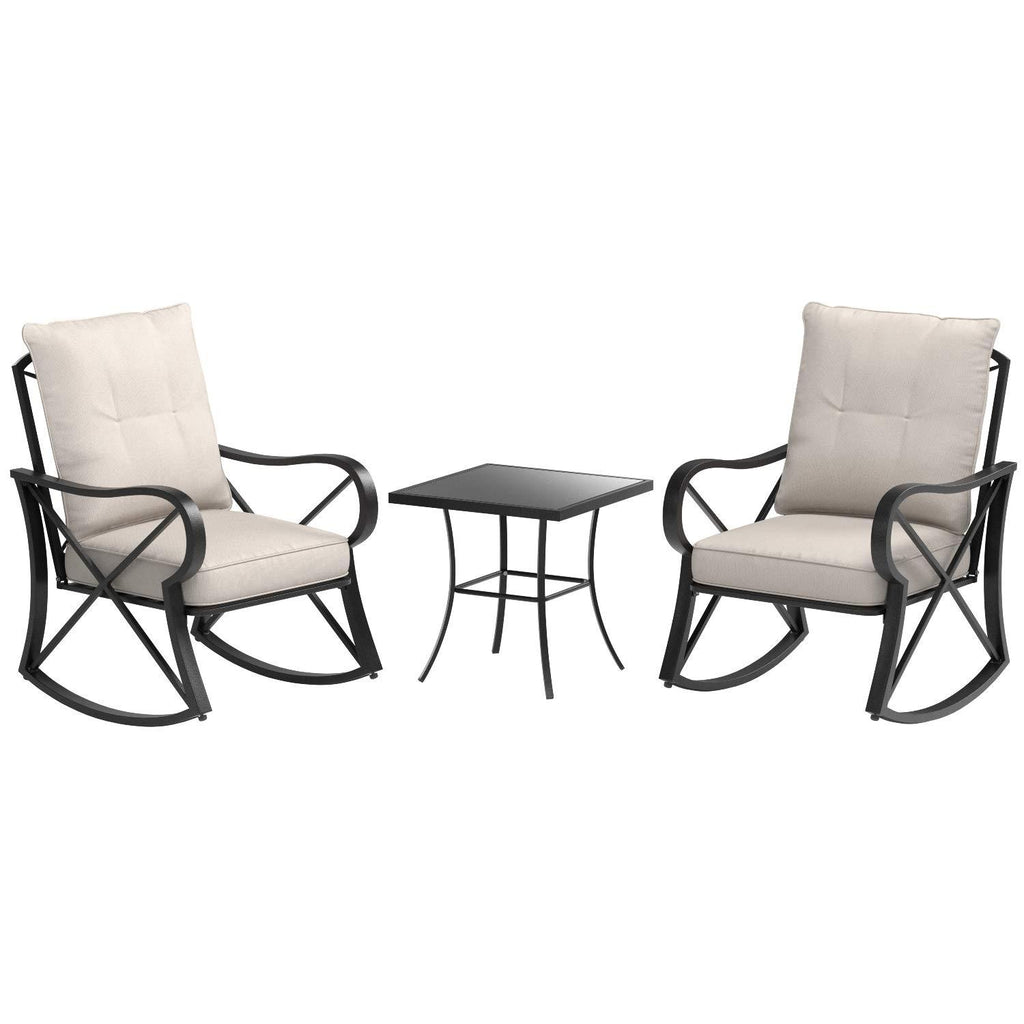 AmazonBasics 3-Piece Steel Rocking Chair Outdoor Patio Set