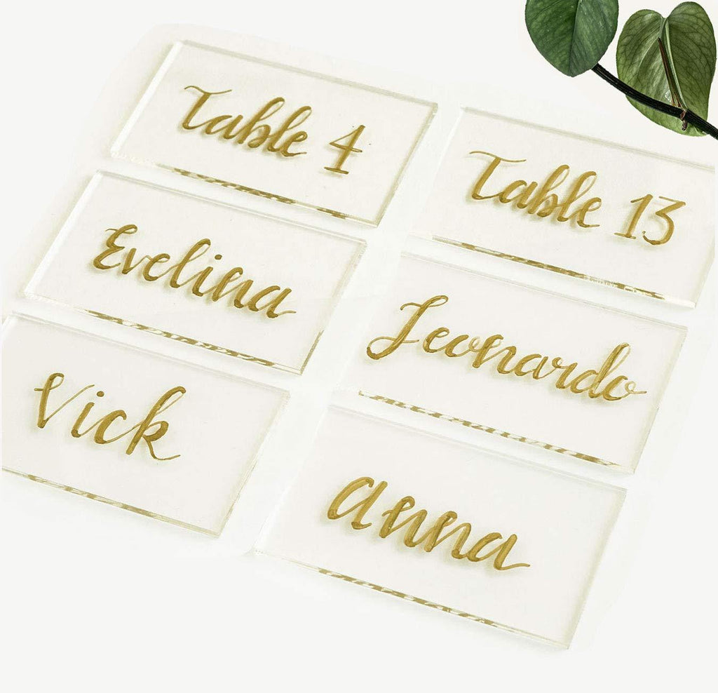 ElegantCirlce 100 PCS 3.5 x 2 in. Clear Acrylic Place Cards Rectangle Shape Perfect for Weddings, Parties, Table Numbers, Guest Names, Food Signs, Birthdays, Decorations 3 1/2 by 2 in. (100 Pack)