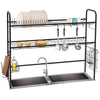 Nandae 2-Tier Dish Drying Rack Stainless Steel Over the Sink Dish Rack for Kitchen Length Adjustable, Black