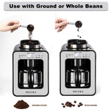 Secura Automatic Coffee Maker with Grinder, Programmable Grind and Brew Coffee Machine for use with Ground or Whole Beans, 1-4 Cups, Black
