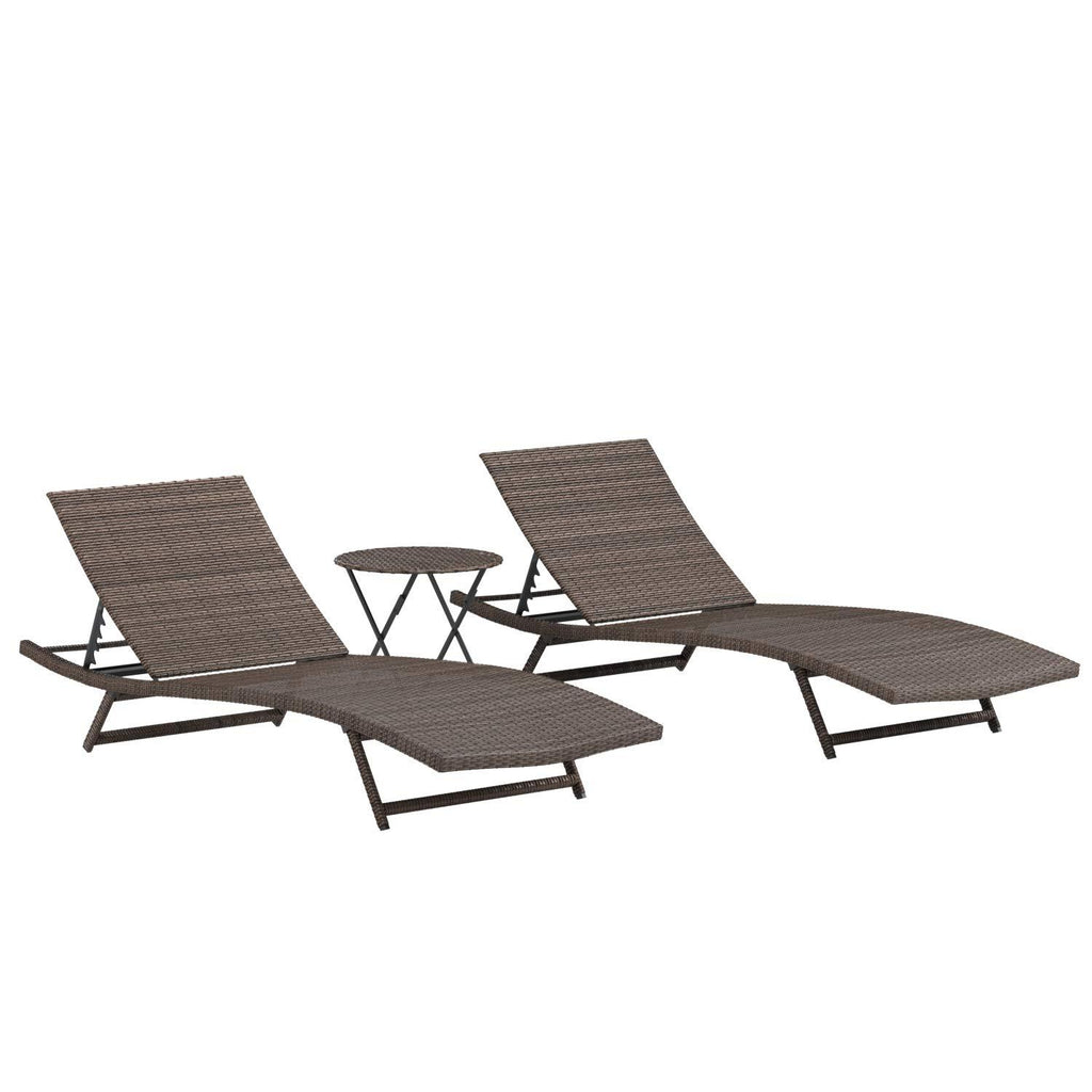 AmazonBasics 3 Piece Patio PE Rattan Wicker Lounger set