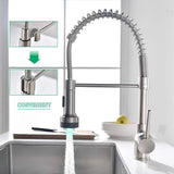 Modern Kitchen Faucet Pull Down Sprayer,Stainless Steel Single Handle Kitchen Sink Faucet with LED Light,Brushed Nickel