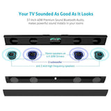 TV Sound Bar, Meidong Soundbars for TV 40 Watt 37-Inch 4 Speakers Strong Bass Wireless and Wired Bluetooth Audio Speakers Included Optical Cable, Remote Control, Wall Mountable