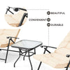 SUNCROWN Patio Padded Folding 3 Pieces Chair Set Adjustable Reclining Outdoor Furniture Metal Sling Chair with Coffee Table