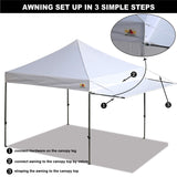 ABCCANOPY 10x10 Tent Pop-up Canopy Tent Instant Canopies Commercial Outdoor Canopy with Awning & Wheeled Carry Bag Bonus 4X Weight Bag, (White-1905)