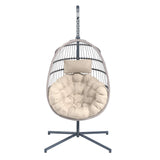 AmazonBasics Outdoor PE Wicker Rattan Hanging Chair with Stand