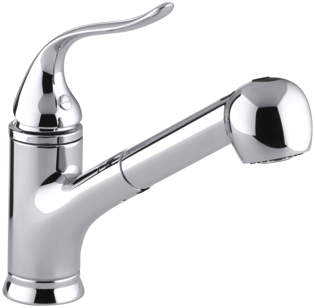 KOHLER 15160-CP Coralais(R) Single Three-Hole Sink Pull-Out Matching Color sprayhead, 9