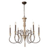 LALUZ 6 French Country Wood Chandeliers Farmhouse Pendant Lights for Living Room, A03294