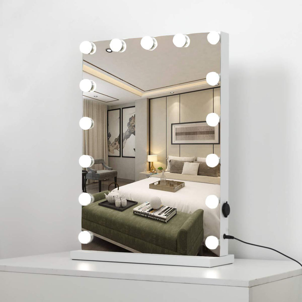 Hollywood Mirror Lighted Vanity Mirror, Hollywood Style Touch Control Makeup Application with 3 Color Tone Dimmer and USB Charging Port, Energy-Saving & Long Lasting, 18.2