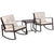 SUNCROWN Outdoor Patio Furniture 3-Piece Bistro Set Brown Wicker Rocking Chair - Two Chairs with Glass Coffee Table (Beige Cushion)