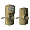 Schlage FE595 CAM 609 ACC Camelot Keypad Entry with Flex-Lock and Accent Levers, Antique Brass