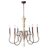 LALUZ 6 French Country Wood Chandeliers Farmhouse Pendant Lights for Living Room, A03294