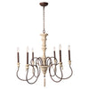 LALUZ 6 French Country Wood Chandeliers Farmhouse Pendant Lights for Living Room, A03294