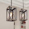 LNC Cage Pendant Lights, Wood Bond Chandelier for Island, Living Room, Non-Flat Ceiling Applicable A03437, Brown