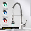 Modern Kitchen Faucet Pull Down Sprayer,Stainless Steel Single Handle Kitchen Sink Faucet with LED Light,Brushed Nickel