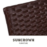 SUNCROWN Outdoor Patio Furniture 3-Piece Bistro Set Brown Wicker Rocking Chair - Two Chairs with Glass Coffee Table (Beige Cushion)