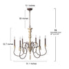 LALUZ 6 French Country Wood Chandeliers Farmhouse Pendant Lights for Living Room, A03294