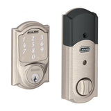 Schlage Sense Smart Deadbolt with Camelot Trim Satin Nickel (BE479 CAM 619), Works with Alexa - BE479AA V CAM 619