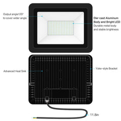 Morsen LED Flood Light 200W, Ultra Thin IP66 Waterproof 20000LM 6000K Daylight White, Indoor Outdoor Super Bright Security Lights Floodlight Landscape Wall Lights for Cell, Parking lot, Garden