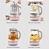 Buydeem K2693 Health-Care Beverage Tea Maker and Kettle, 9-in-1 Programmable Brew Cooker Master, 1.5 L, Pink