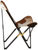 Creative Co-Op Cowhide Folding Butterfly Chair with Black & Gold Metal Base (Each one will vary)