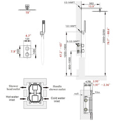 Shower System, High Pressure Rainfall Shower Head, Handheld Shower head and Shower Faucet valve,Bathroom Luxury Rain Thermostatic Shower Combo Set Wall Mounted,Brushed Nickel