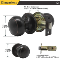 Probrico Passage Door Knob Handles Interior Hall/Closet Keyless Locksets Oil Rubbed Bronze 6 Pack