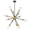 Jazava Modern Sputnik Chandelier, 12-Light Starburst Pendant Lighting, Mid-Century Hanging Light Fixture, Black & Brass Brushed