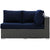 Modway EEI-1857-CHC-NAV Sojourn Wicker Rattan Outdoor Patio Coffee Table, Right-Arm Loveseat, Canvas Navy