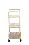 Bloomingville Wood & Metal 3-Tier Bar Cart with Caster Wheels, Gold