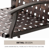 SOLAURA Outdoor Furniture 3 Piece Patio Bistro Set Dark Brown Wicker Two Chairs with Glass-top Coffee Table