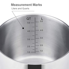 Mr Rudolf 3 Pieces 18/10 Stainless Steel Steamer Set 9.5 inch 5 Quart Sauce Pot and 5 Quart Steamer set with Glass Lid Dishwasher Safe PFOA Free