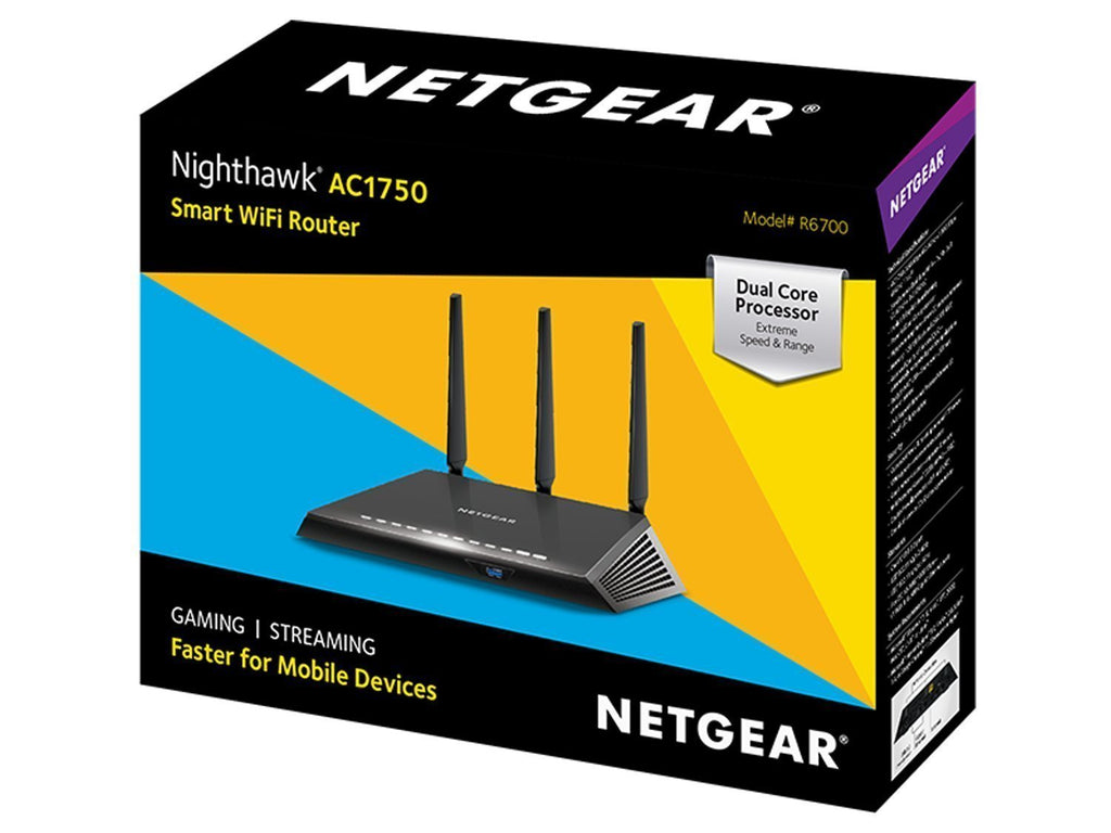 NETGEAR R6700 Nighthawk AC1750 Dual Band Smart WiFi Router, Gigabit Ethernet (R6700)